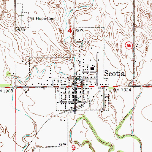 Topographic Map of Village of Scotia, NE