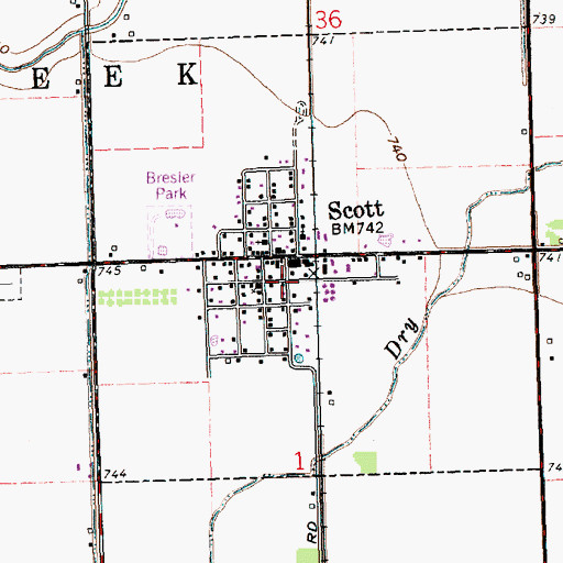 Topographic Map of Village of Scott, OH