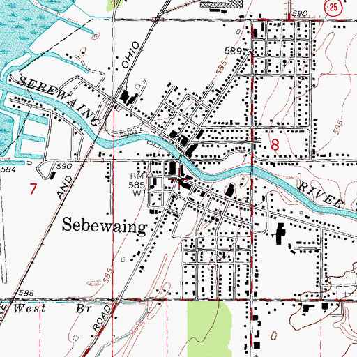 Topographic Map of Village of Sebewaing, MI
