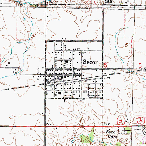 Topographic Map of Village of Secor, IL