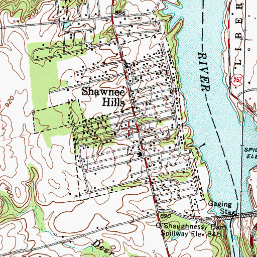 Topographic Map of Village of Shawnee Hills, OH