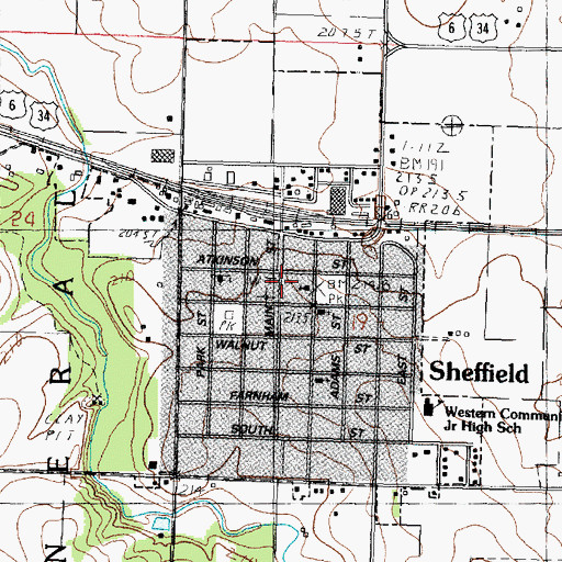 Topographic Map of Village of Sheffield, IL