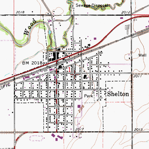 Topographic Map of Village of Shelton, NE