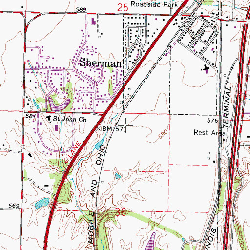 Topographic Map of Village of Sherman, IL
