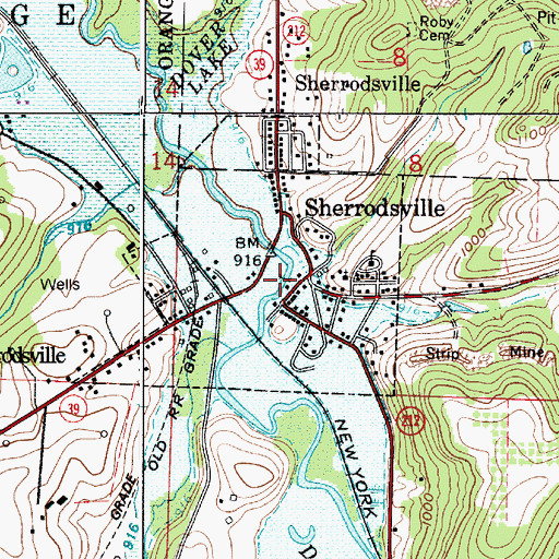 Topographic Map of Village of Sherrodsville, OH
