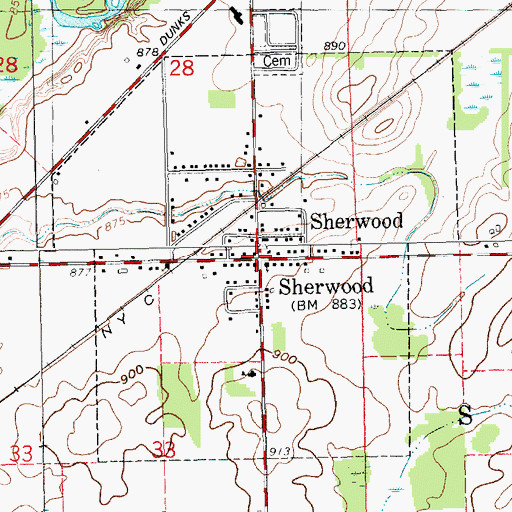 Topographic Map of Village of Sherwood, MI