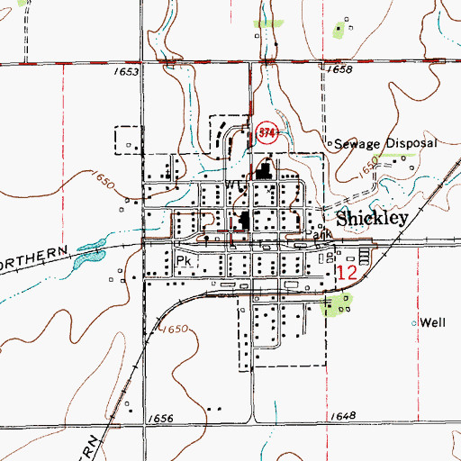 Topographic Map of Village of Shickley, NE