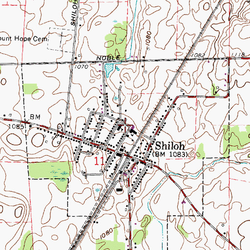 Topographic Map of Village of Shiloh, OH