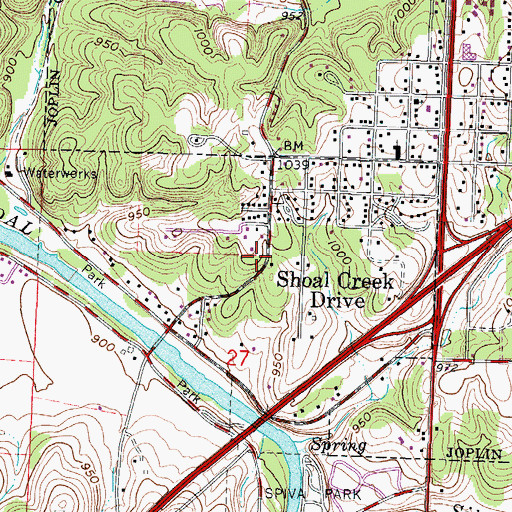 Topographic Map of Village of Shoal Creek Drive, MO
