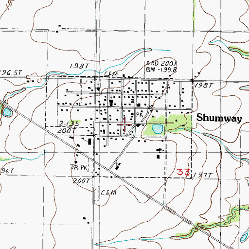 Topographic Map of Village of Shumway, IL