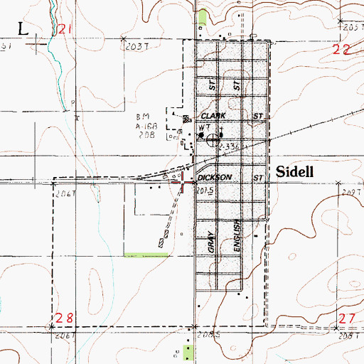 Topographic Map of Village of Sidell, IL