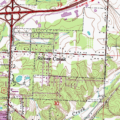 Topographic Map of Village of Silver Creek, MO
