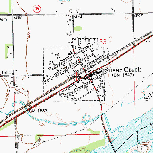 Topographic Map of Village of Silver Creek, NE