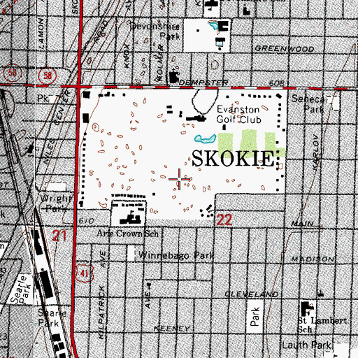 Topographic Map of Village of Skokie, IL