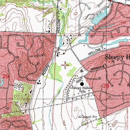 Topographic Map of Village of Sleepy Hollow, IL