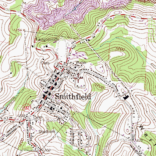 Topographic Map of Village of Smithfield, OH