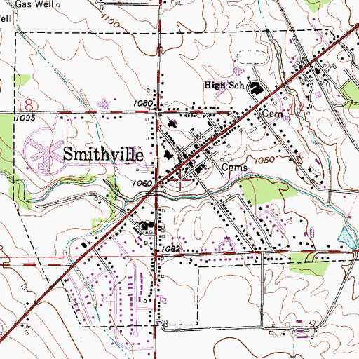Topographic Map of Village of Smithville, OH