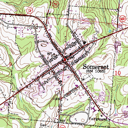 Topographic Map of Village of Somerset, OH