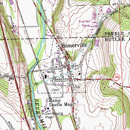 Topographic Map of Village of Somerville, OH