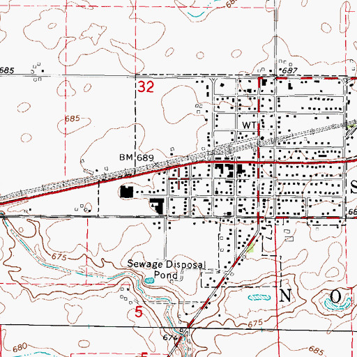 Topographic Map of Village of Somonauk, IL