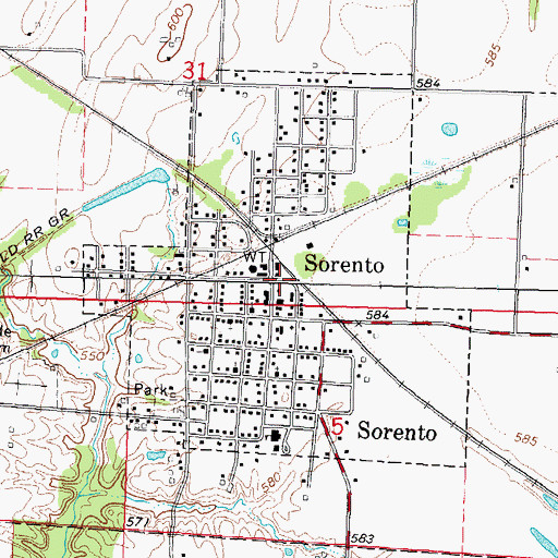 Topographic Map of Village of Sorento, IL