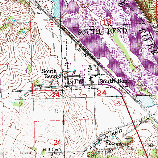 Topographic Map of Village of South Bend, NE