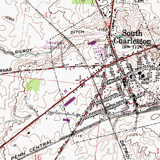 Topographic Map of Village of South Charleston, OH