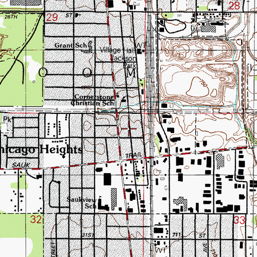 Topographic Map of Village of South Chicago Heights, IL
