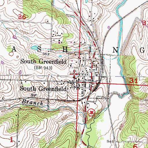 Topographic Map of Village of South Greenfield, MO
