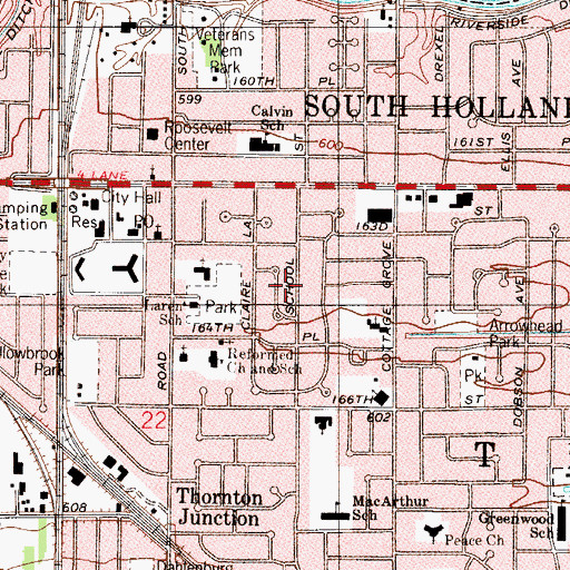Topographic Map of Village of South Holland, IL