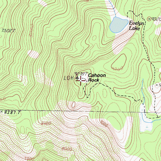 Topographic Map of Cahoon Rock Lookout, CA