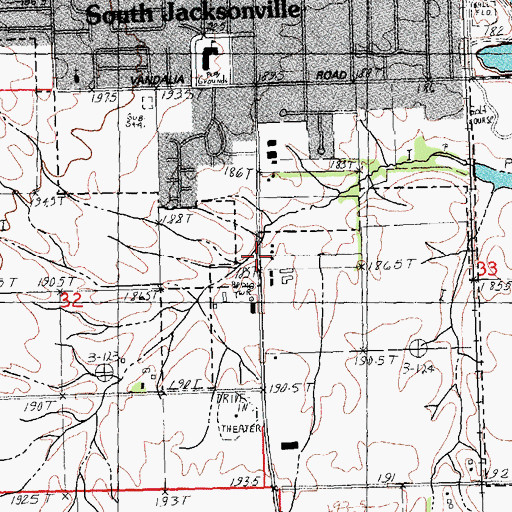 Topographic Map of Village of South Jacksonville, IL