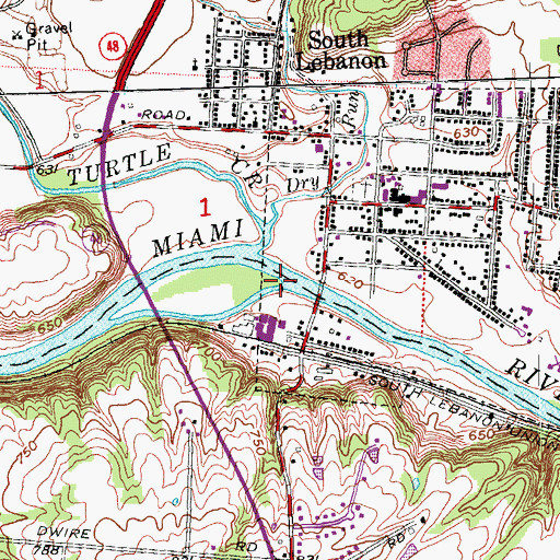 Topographic Map of Village of South Lebanon, OH