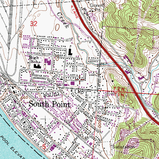 Topographic Map of Village of South Point, OH