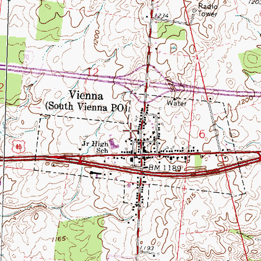 Topographic Map of Village of South Vienna, OH
