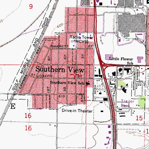 Topographic Map of Village of Southern View, IL