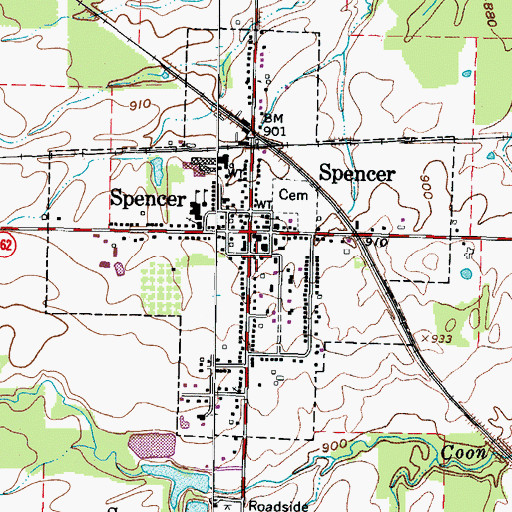 Topographic Map of Village of Spencer, OH
