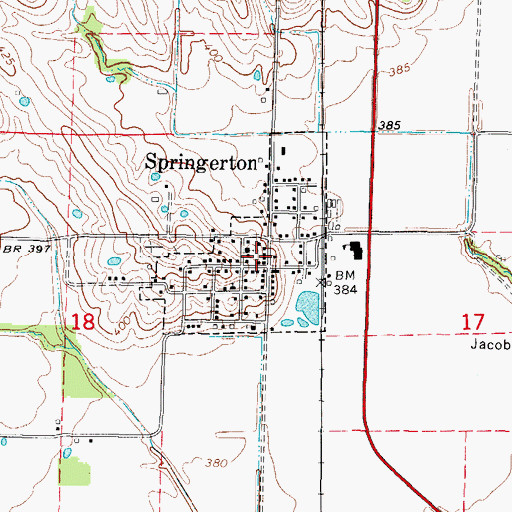 Topographic Map of Village of Springerton, IL