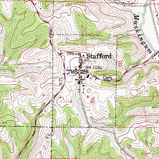 Topographic Map of Village of Stafford, OH