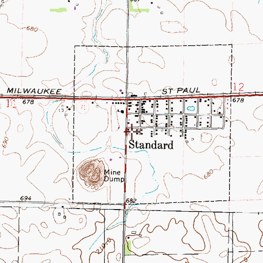 Topographic Map of Village of Standard, IL