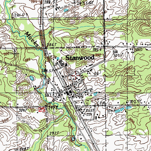 Topographic Map of Village of Stanwood, MI