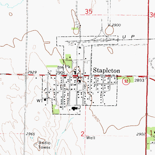 Topographic Map of Village of Stapleton, NE