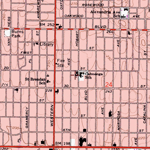 Topographic Map of Cahuenga Elementary School, CA