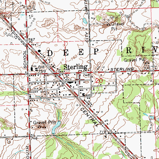 Topographic Map of Village of Sterling, MI