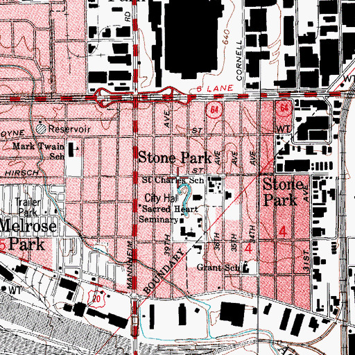 Topographic Map of Village of Stone Park, IL