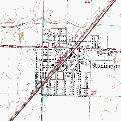 Topographic Map of Village of Stonington, IL