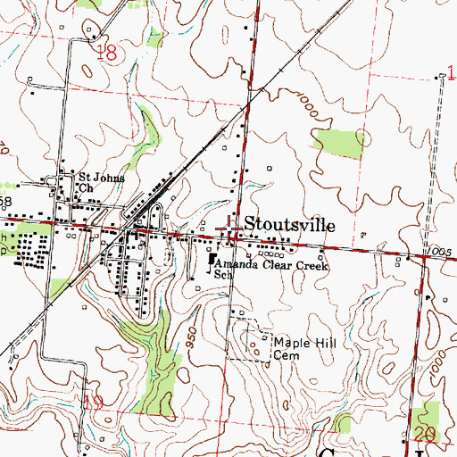 Topographic Map of Village of Stoutsville, OH