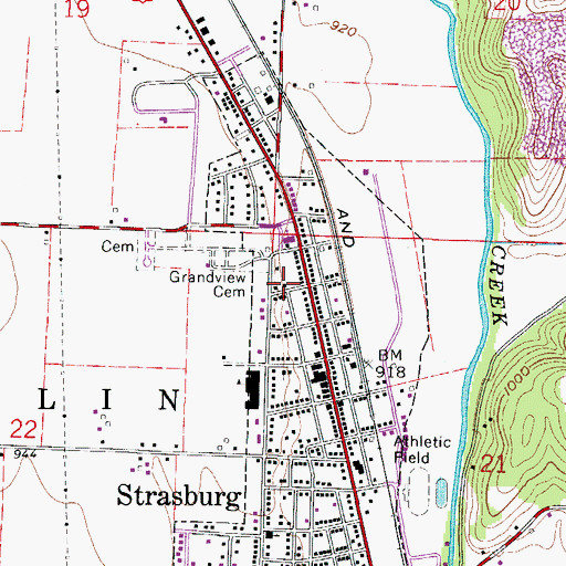 Topographic Map of Village of Strasburg, OH