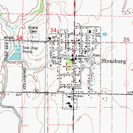 Topographic Map of Village of Strasburg, IL