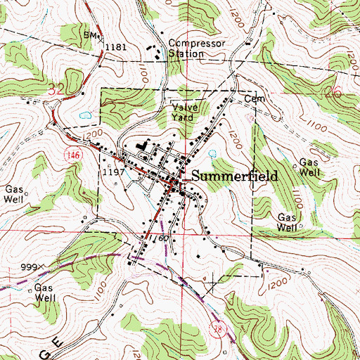 Topographic Map of Village of Summerfield, OH